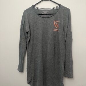 Victoria's Secret Charcoal Gray Long Sleeve Top with Pink VS Logo